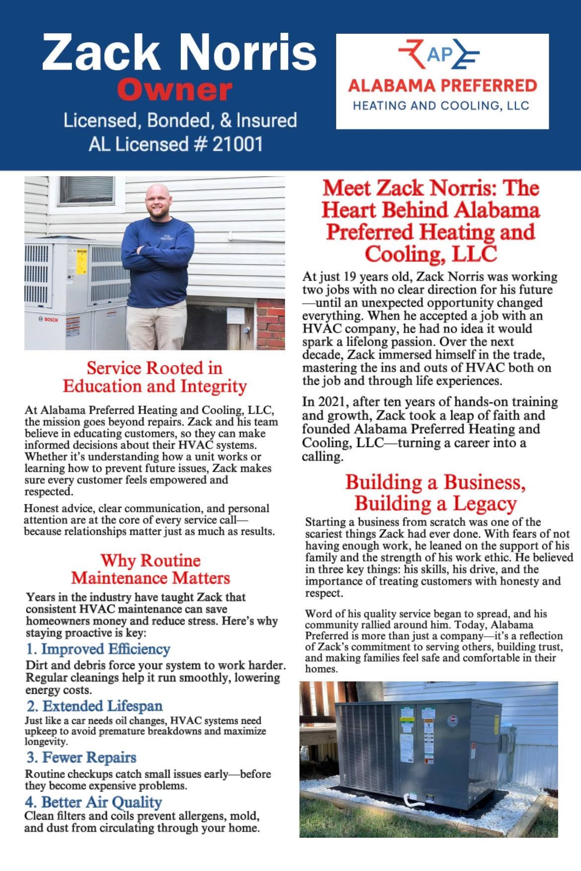 Alabama Preferred Heating and Cooling family and service feature
